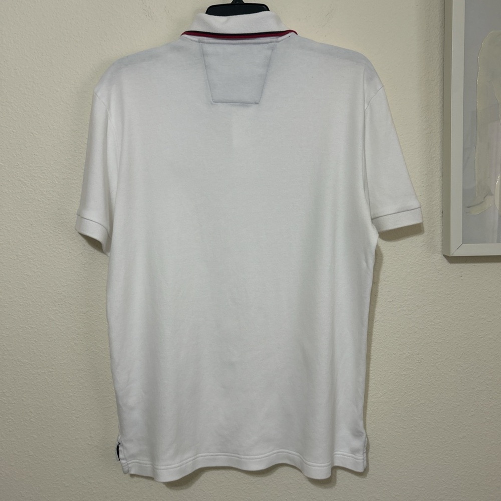 Nautica Classic White Cotton Polo Shirt w/ Red & Navy Trim | Size Medium - Picture 6 of 7